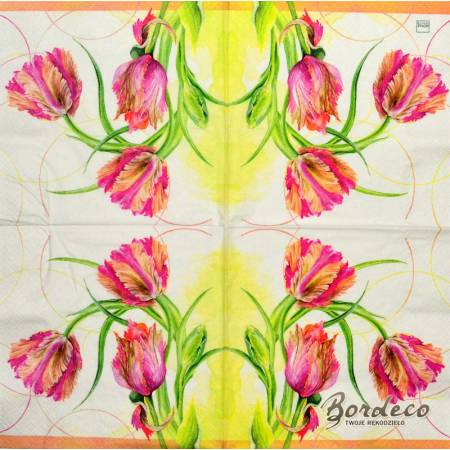 Serwetka do decoupage firmy HOME FASHION tulipany 33x33cm